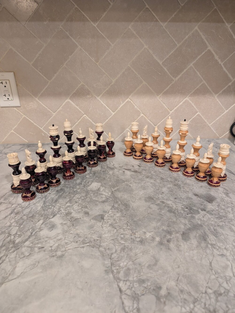 Vintage Mid-Century Mexican Tarascan Style Chess Set 32 Pieces No Board Included